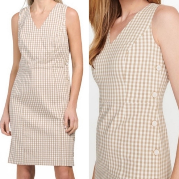 J. McLaughlin Paulson Gingham Check  Sleeveless Sheath Dress Sz10 - Picture 2 of 9